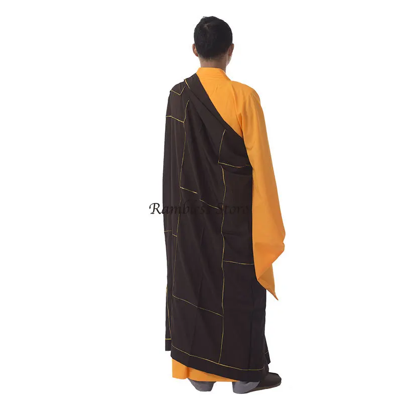 Red Coffee Chinese Traditional Monk Robes for Adults Buddhist Abbot Clothing Gown Temple Buddhism Confession Cassock