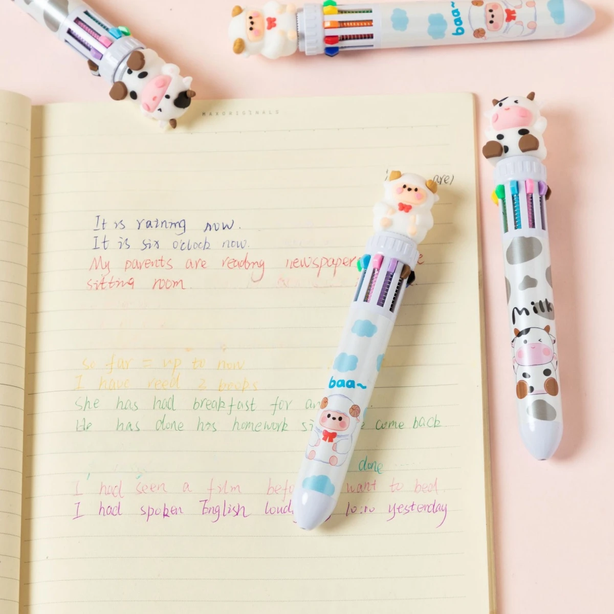 2pcs/lot Kawaii Cow Sheep 10 Colors Chunky Ballpoint Pen Press