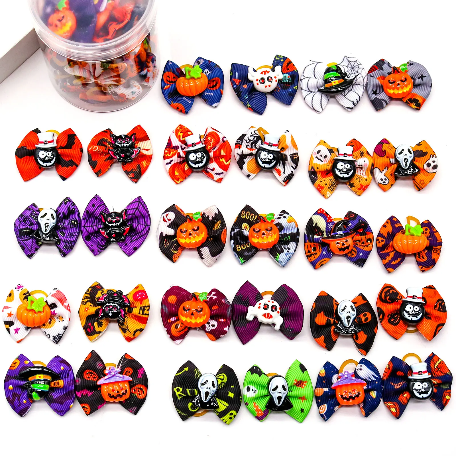 

50/100pcs Halloween Dog Hair Bows Samll Dog hair Accessories Pumpkin Skull Dog Grooming Bows dogs bows hair Autumn Pet Products