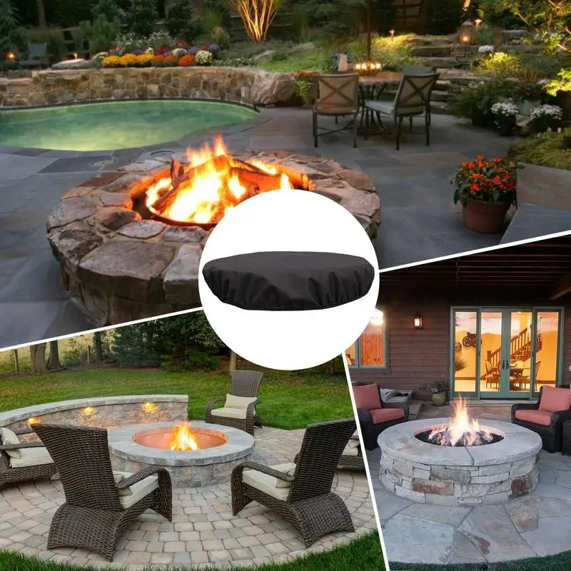 Fire Pit Replacement Cover 600D Oxford Waterproof Outdoor Fireplace Patio