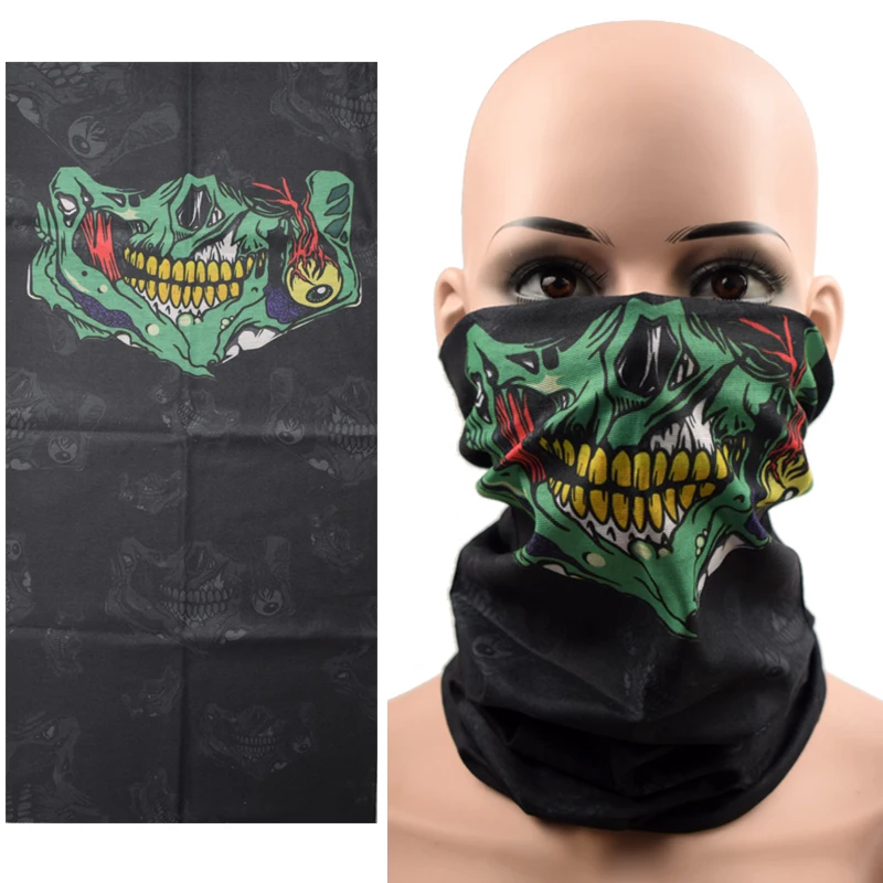 Outdoor Skull Seamless Balaclava Fashion Cycling Magic Scarf Men Sun Protection Bandana Neck Gaiters Riding Half Scarf Washable