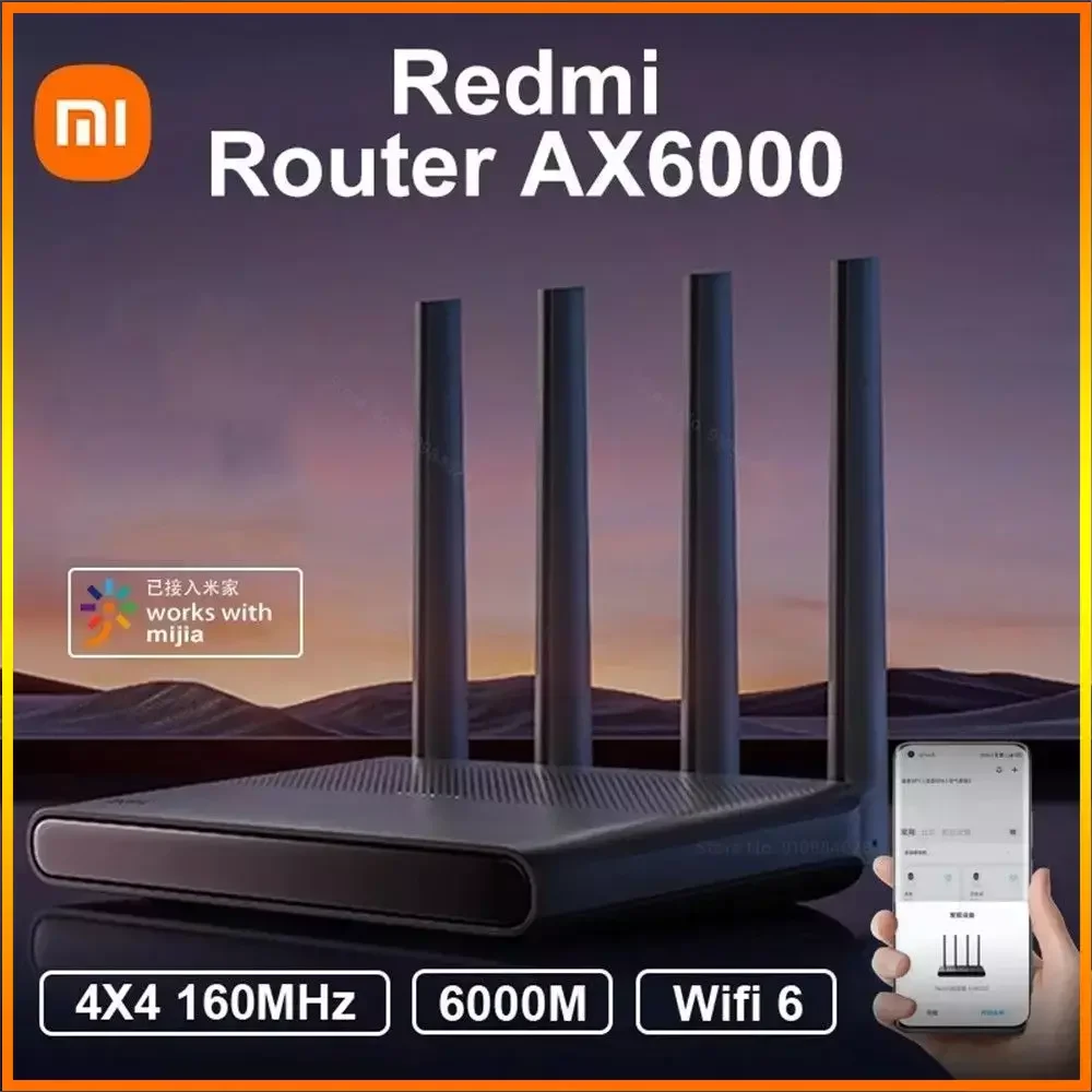 New Xiaomi Redmi Router AX6000 Repeater WiFi Extender VPN IPTV Mesh Networking 8 Signal Amplifiers 512MB OFDMA MU-MIMO Mi Home