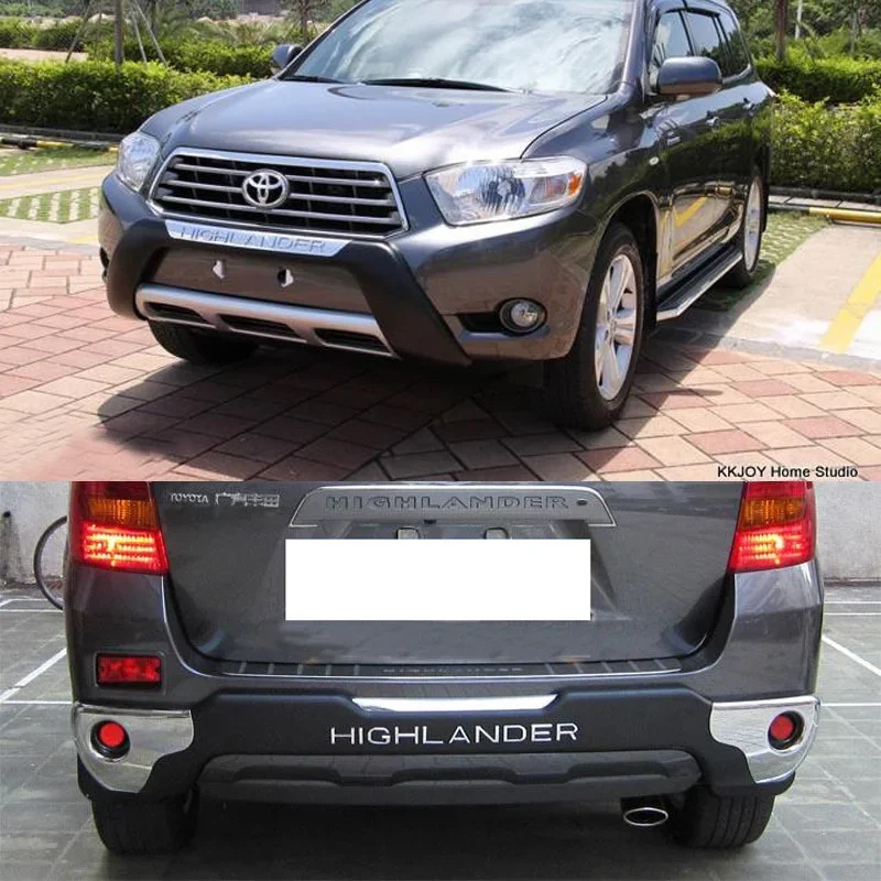 

Стайлинг автомобиля для 2008-2010 Toyota Highlander Передний + задний бампер защитная пластина ABS пластик