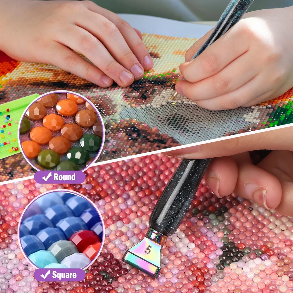 Diamond Painting Diamond Art Painting Kit Diamond Painting Set Diamond Painting Pen Diamond Painting Accessories 5D Resin Diamond Painting Pen Replacement Pen Heads Point Drill Pens Glue Clay Roller Tray Diy Art Crafts Diamond Painting