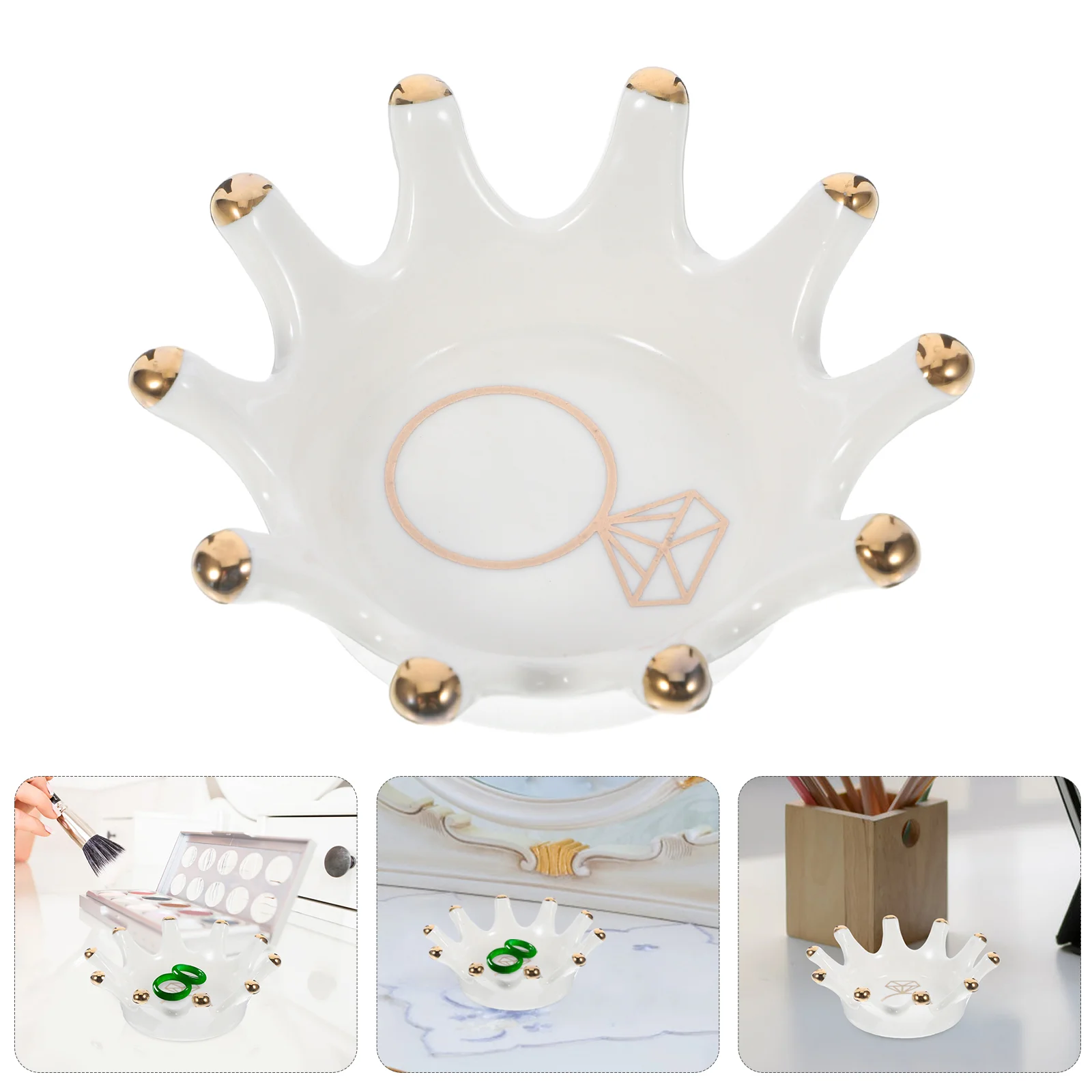 

Wedding Decor Crown Jewelery Tray Jewelry Trinket Dishes Ceramic for Box Decorative Plate