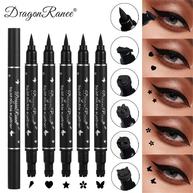 Eyeliner Pen Dragon Ranee Double-Headed Star Seal Waterproof Eyeliner Pen Non-Smudging Beginner-Friendly Heart & Plum Eye Tail Eyeliner Stamp