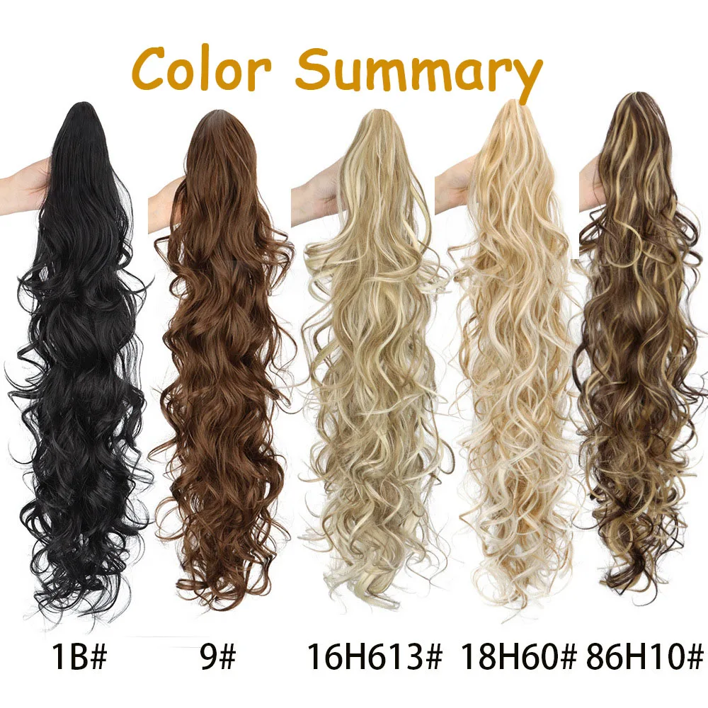 Synthetic  Curly Wavy Ponytail Hair Extensions Long Claw Claw Clip On Ponytail Hair Extensions For Women Ombre Hairpieces