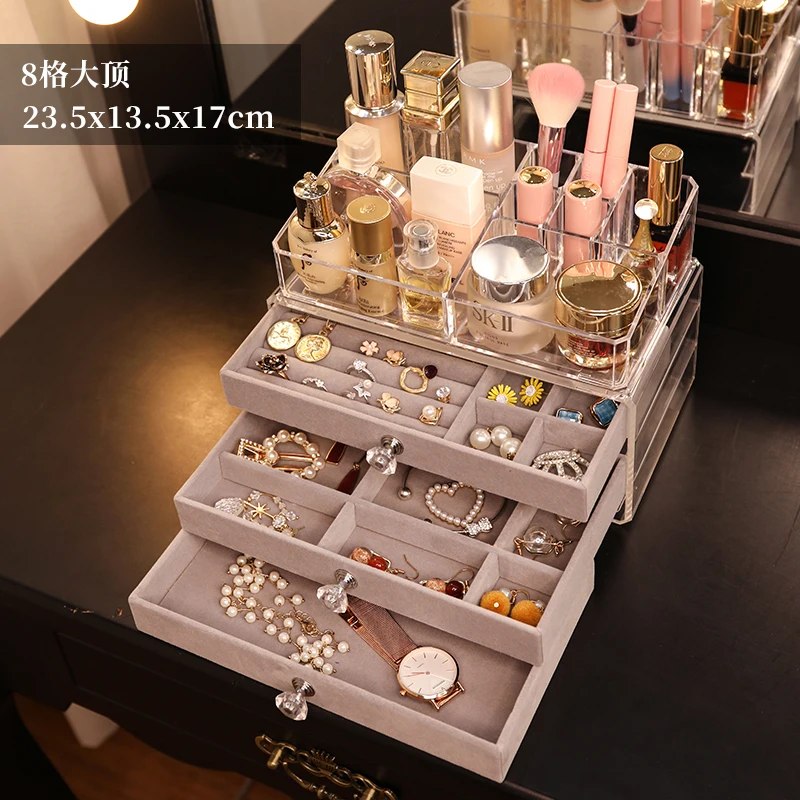 6 Grids/9 Grids Jewelry Storage Boxes Dustproof Multi-purpose Plastic Three  Layers Ring Earrings Makeup Brush Storage Rack - AliExpress