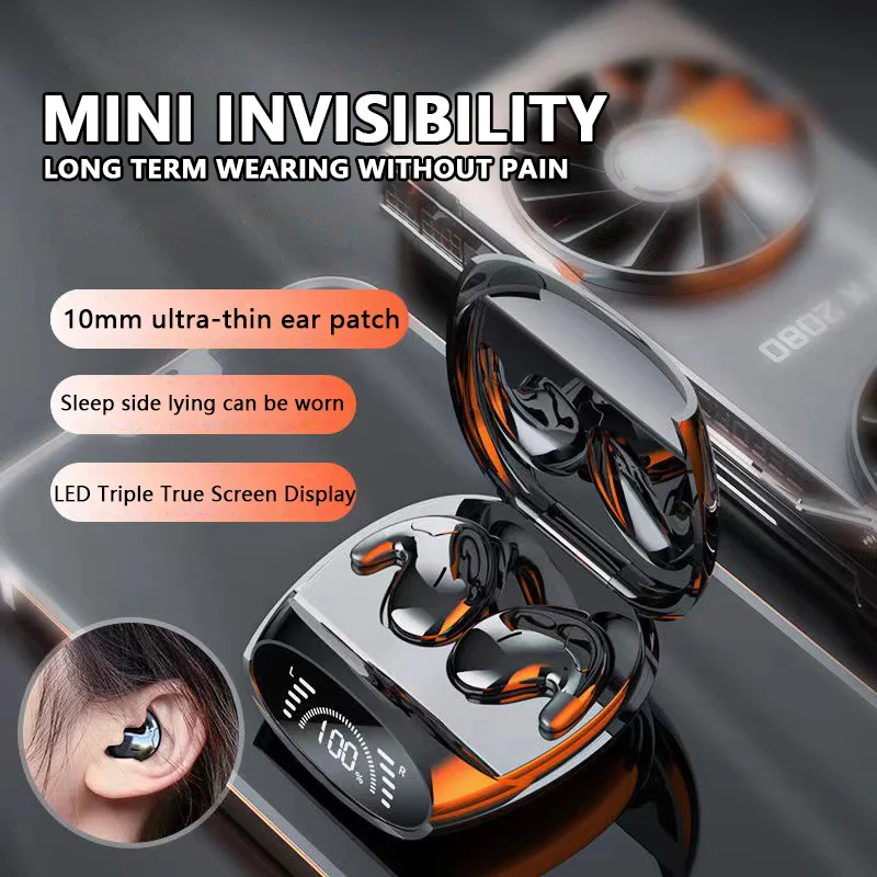 Wireless Single Earbud Single Invisible Bluetooth Headphones Wireless Smallest Hidden Headphones for Work Sleep Mini Sleep Headphones Semi In-Ear Headset Wireless Earphones for Small Ears Tiny