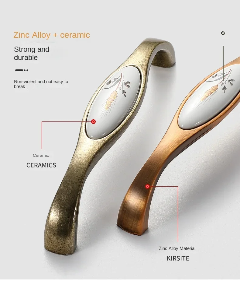 Description Picture 4 of itemVintage Bronze Ceramic Cabinet Handles Wardrobes Door Pulls European Style Kitchen Handle Drawer Knobs Furniture Handle