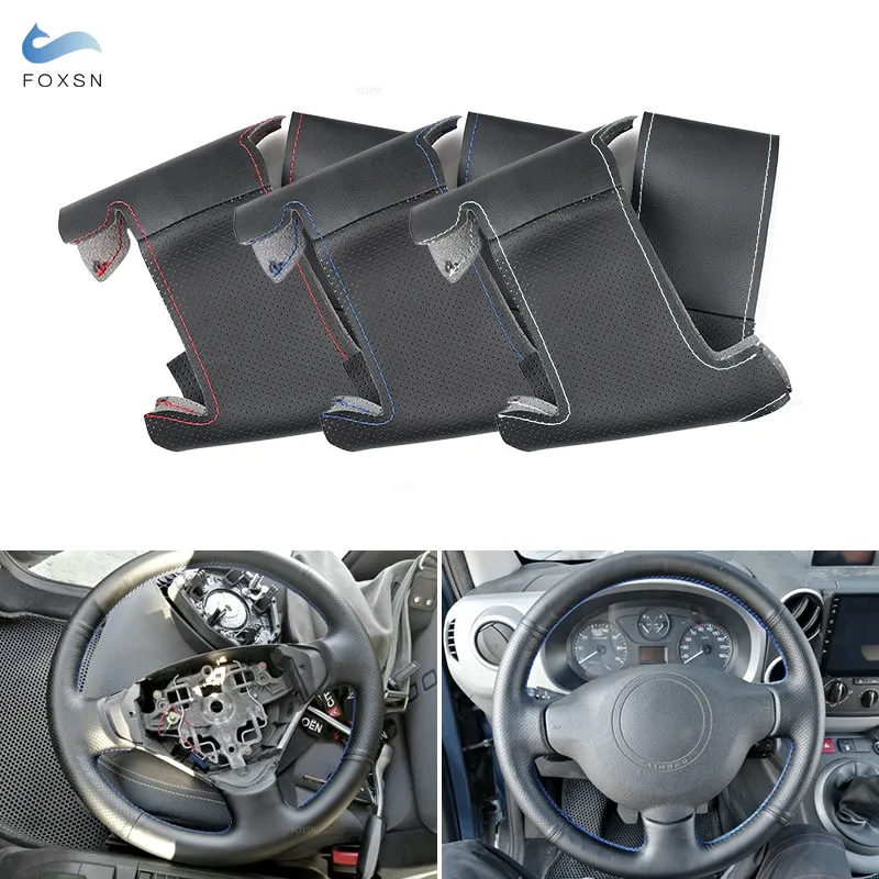 Perforated Microfiber Leather Steering Wheel Cover Trim For Peugeot 207 Expert Partner Citroen