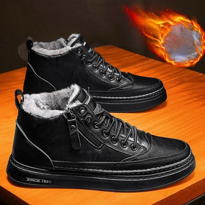 Men's Winter Warm Cotton Shoes New Classic Fashion Retro Plush Comfortable Anti Slip Snow Boots Outdoor Sports Casual Shoes
