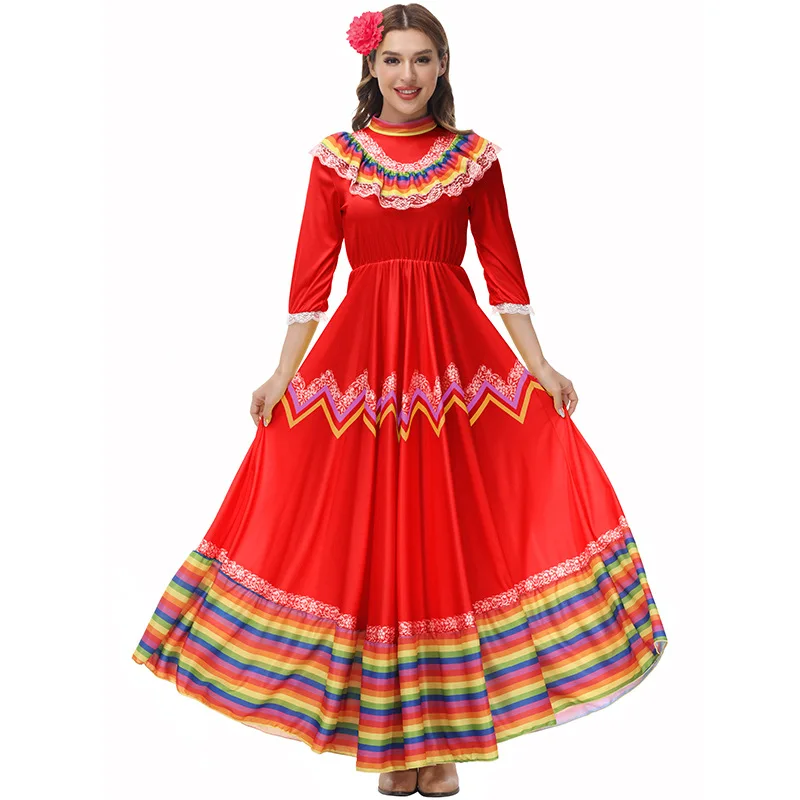 Feminino tradicional mexicano folk dançarino vestido para adulto