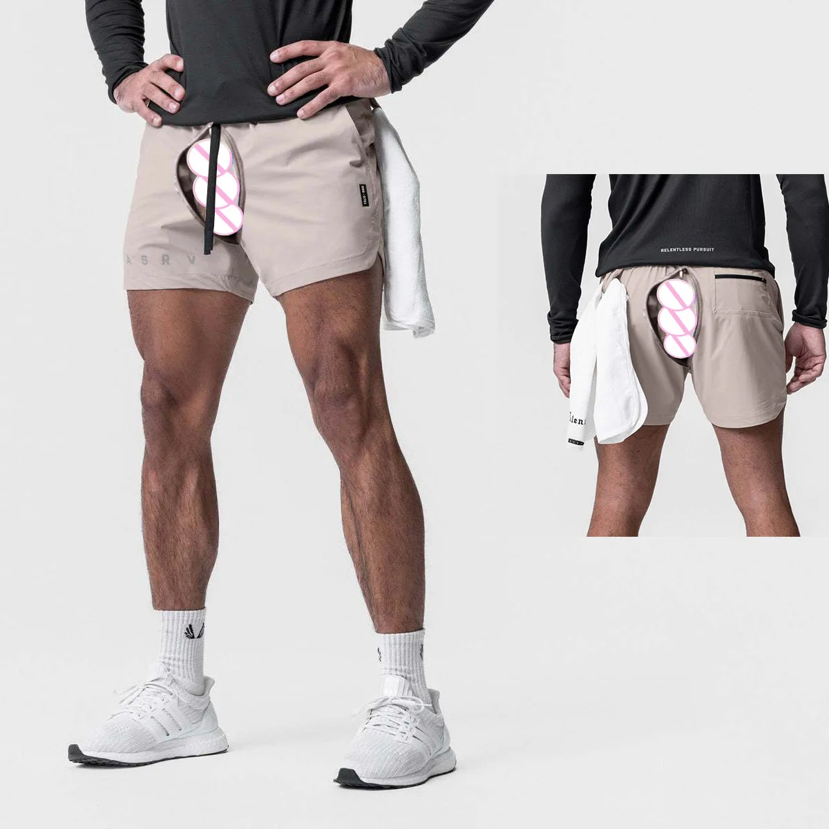 Outdoor Sex Open Crotch Erotic Pants Summer Shorts Men Sports Casual Short Elastic Basketball Gym Jogger Sweatpants Quick-Drying