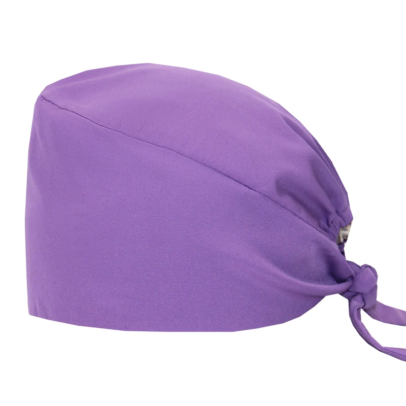 Micro Stretch Women's Medical Scrub Cap Adjustable Dentist Vet Nurse Work Cap Surgical Hat with Button Health Service Work Hat Scrub Cap