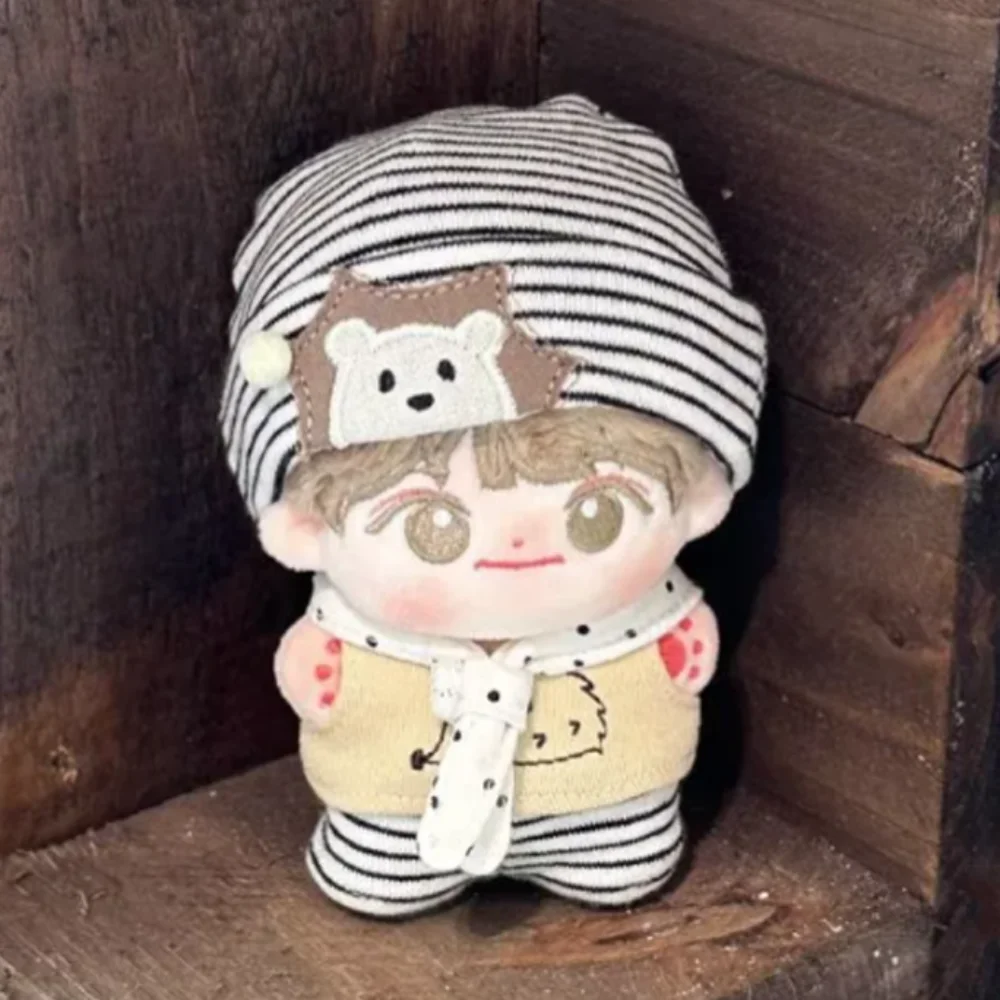 Hedgehog T-shirt 10cm Cotton Doll Clothes Suit Lovely Doll Clothes Outfit Striped Hat Creative Doll Dress Up Set