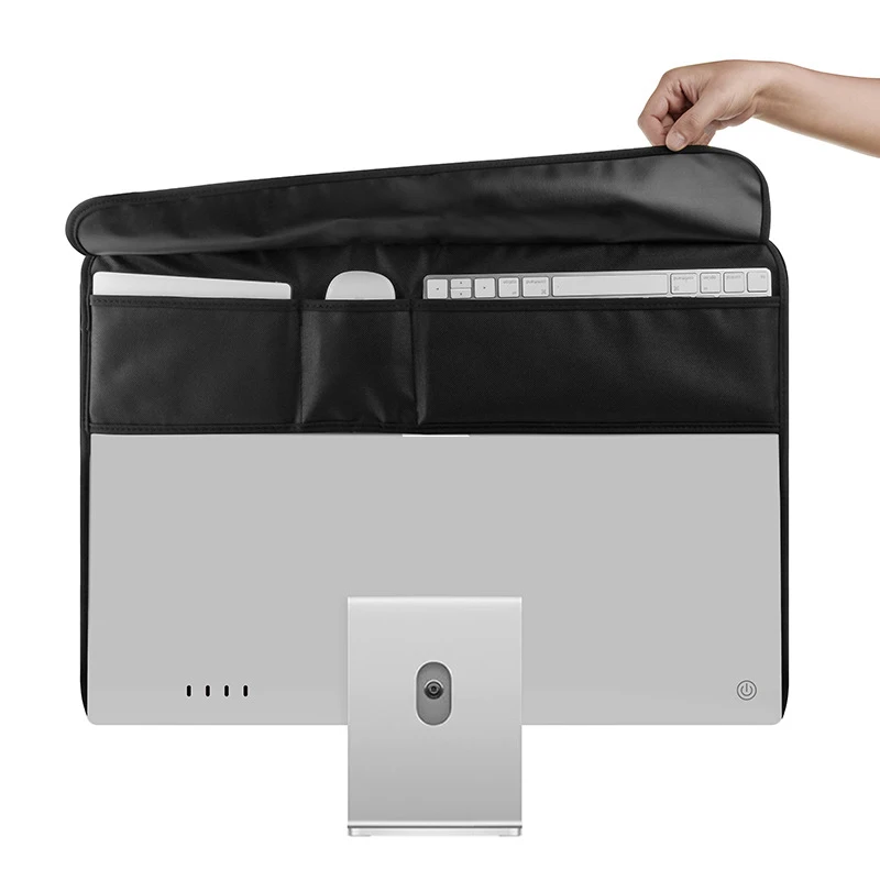 Monitor Dust Cover For Apple 24 Inch Imac Display Dust Protection Sleeve Pu Rear Pocket Apple All-In-One Computer Dust Cover