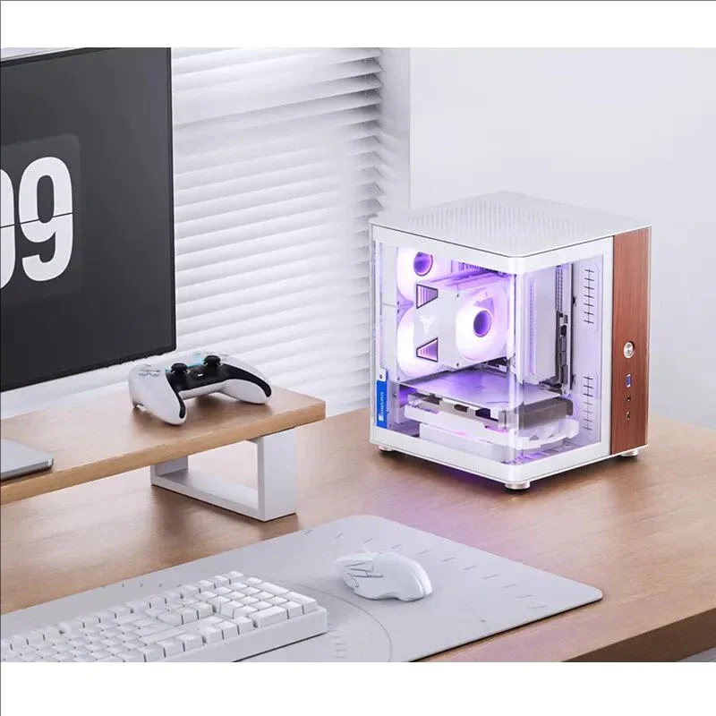 JONSBO TK-0 Small Case Black/White Mini Hyperbolic Sea View Room ITX Aluminum Alloy Shell Walnut Board Type-C Case