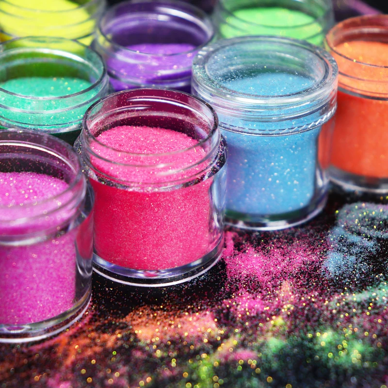 6 Colors Candy Nail Glitter Sparkly Sugar Dust Powder Pigment For