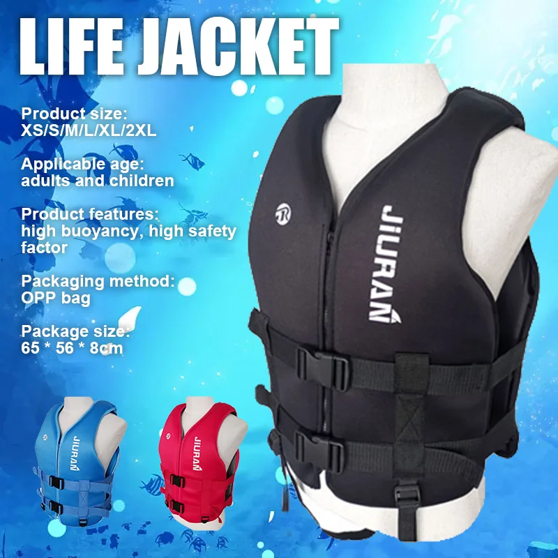 Life Jacket Neoprene Safety Life Vest Water Sports Fishing Kayaking Boating Swimming Drifting Safety Vest for Adult Children