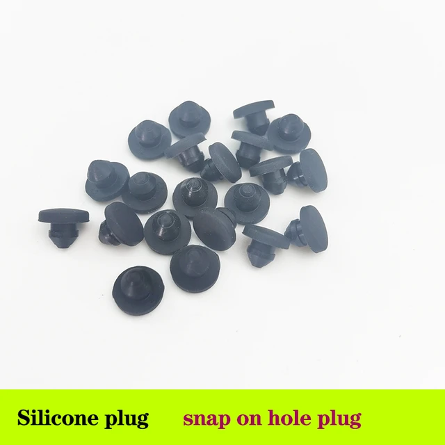 Borracha de Silicone preto Snap-On Hole Plug, Rolha de vedação