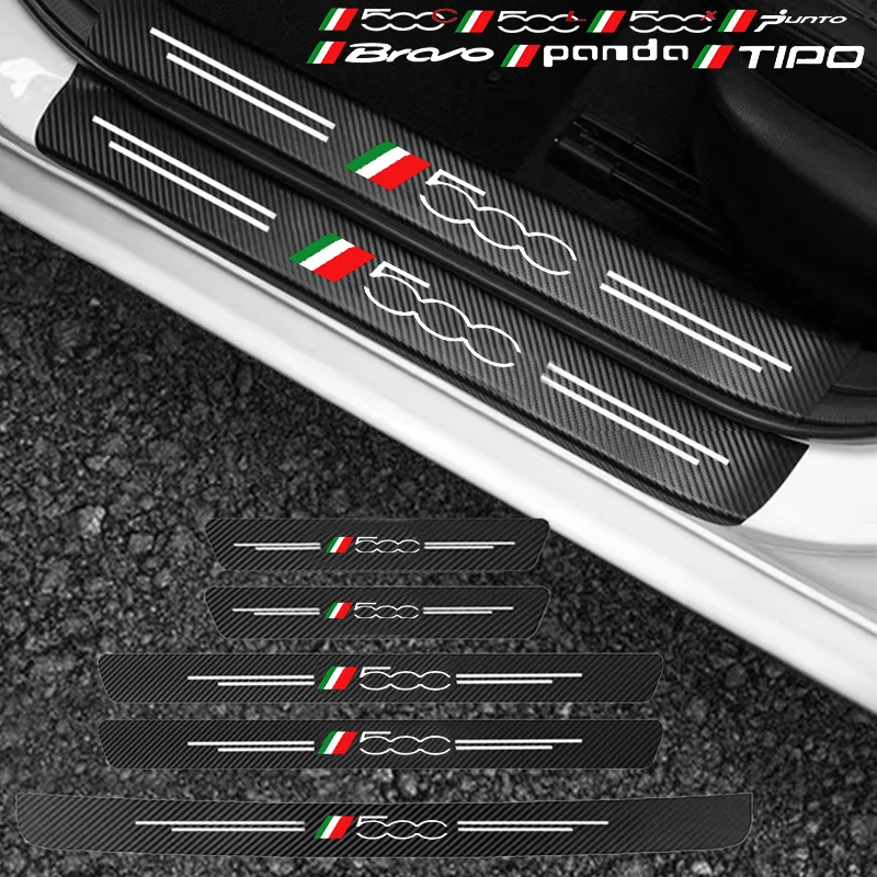 

For Fiat 500 500L 500X 500c 500e Panda Punto Tipo BRAVO Carbon fiber car door sill Threshold cill sticker auto accessories