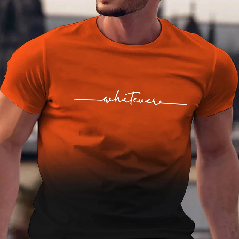 Summer Men's Clothing Whatever Print Short Sleeve Men