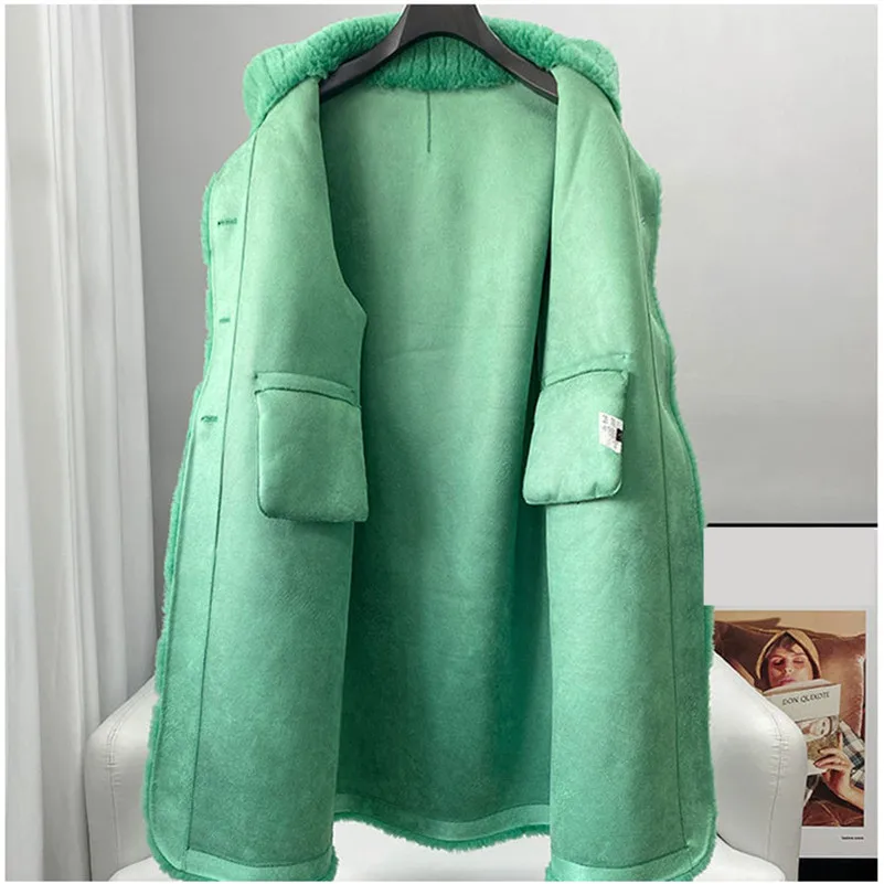 PUDI Lady Genuine Sheep Shearing Long Jacket Soft Casual Hot Sale Warm Wool Fur Coat CT2136