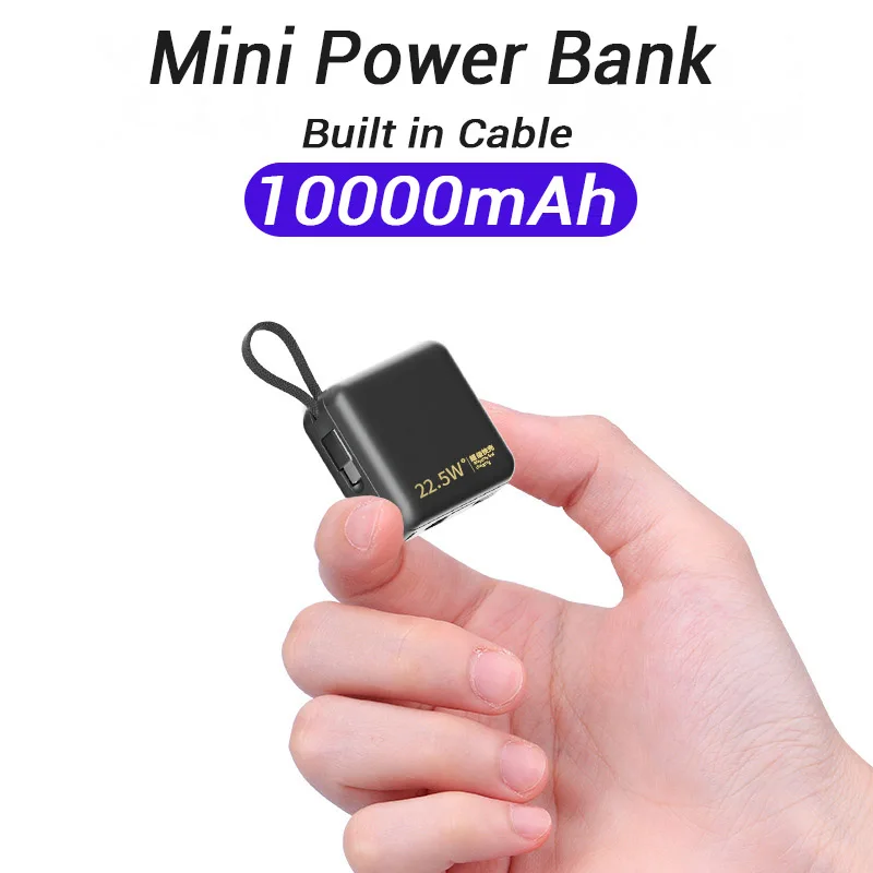 

Мини-аккумулятор внешний на 10000 мА · ч со встроенным кабелем