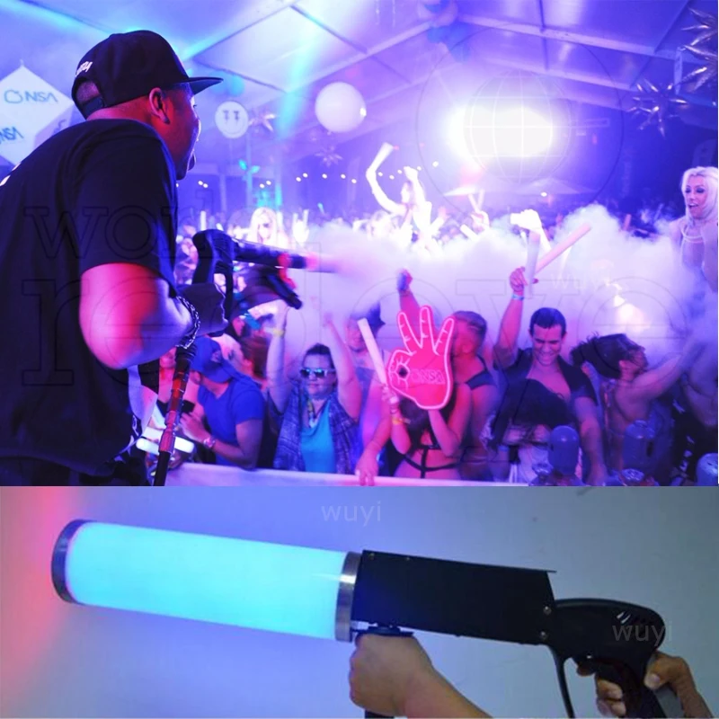 

Battery Colorful LED CO2 Spray Gun Dry Ice Hand-held Air Smoke Jet Machine Cyro Cannon for Stage DJ Disco Club