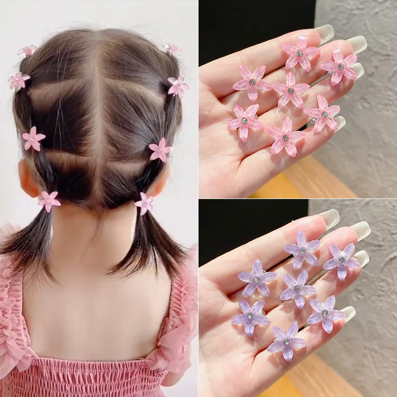 10PCS/Set Hair Clip Braided Hair Small Flower Hair Buttons Hairpin Girl Cute Headdress Girl Mini Hair Claw Hair Accessories