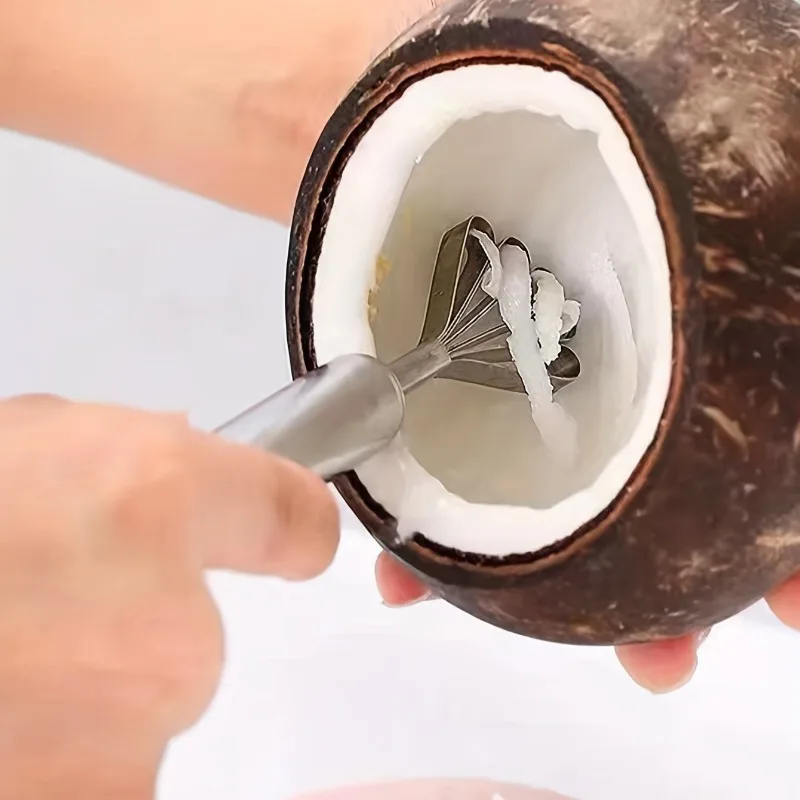 1pc Coconut Meat Removal Knife, Stainless Steel Coconut Shaver, Hanging Seafood Accessories, Kitchen Gadgets, Items
