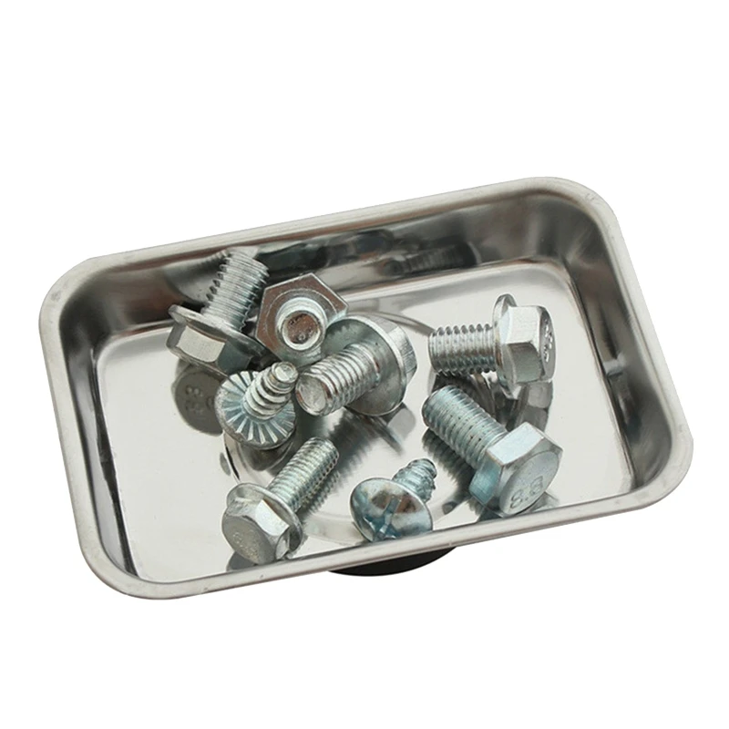 Parts storage box magnetic tray sucker 4 inch rectangle magnetic tray for screws sockets bolts pins garage office
