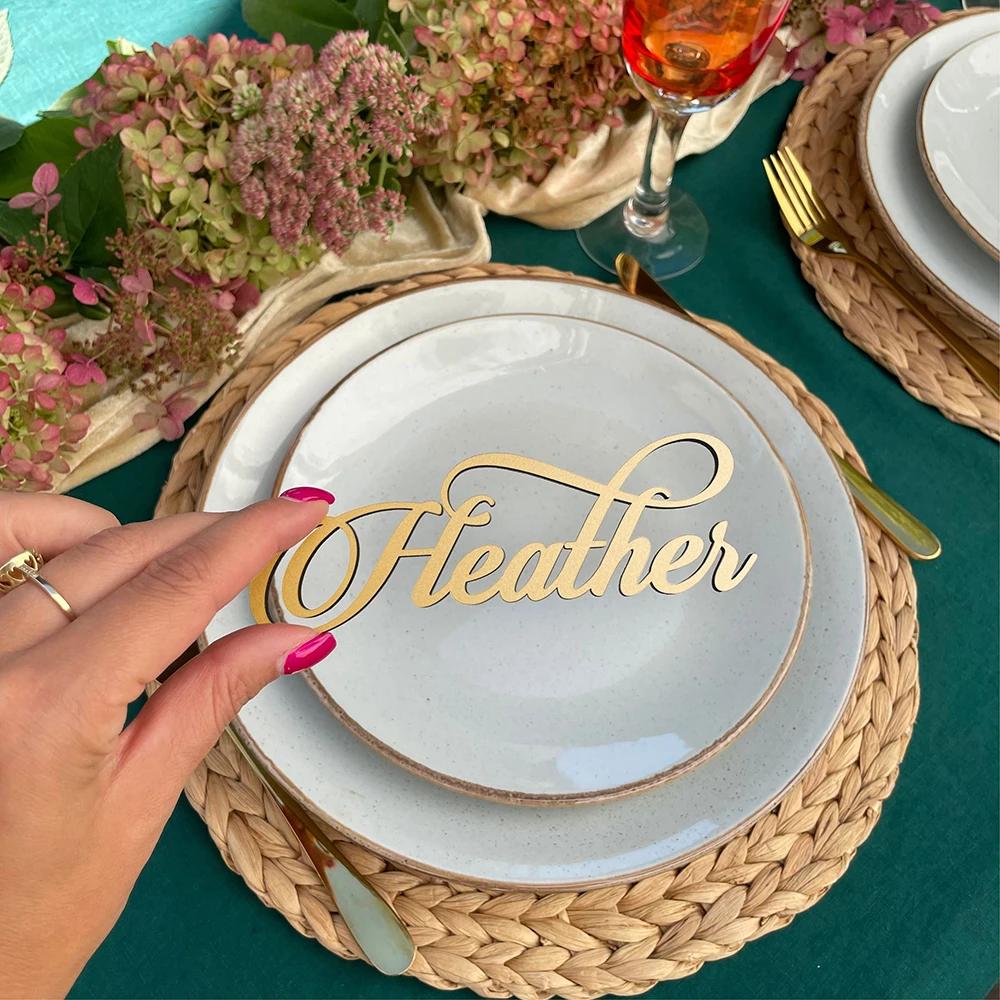 20Pcs Personalized Wooden Wedding Place Name Cards Custom Party Decoration Settings Guest Name Tags  Wooden Acrylic Label