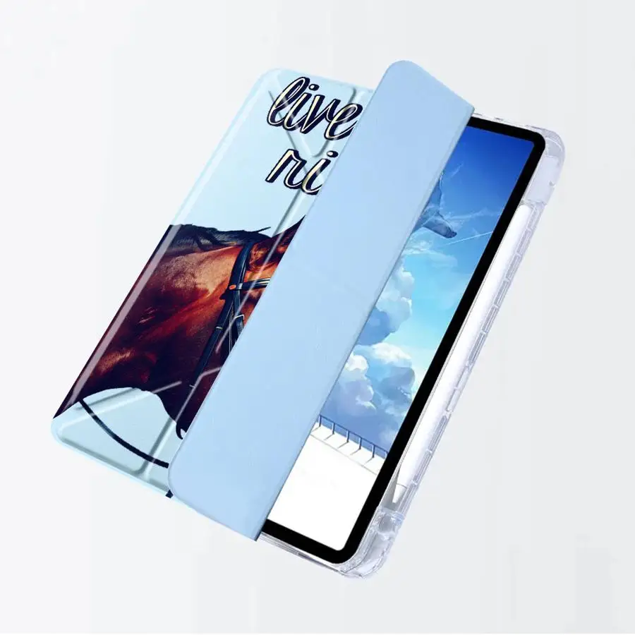 Premium Y-Fold Tablet Case with Horse Design and Holder Feature
