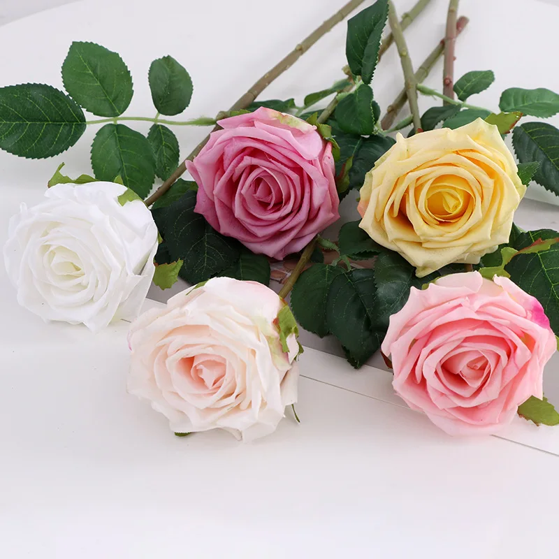 

4Pcs High-grade Hand Feel Rose Flower Wedding Bouquet Home Decoration Real Touch Roses Artificial Flowers Valentine's Day Gift