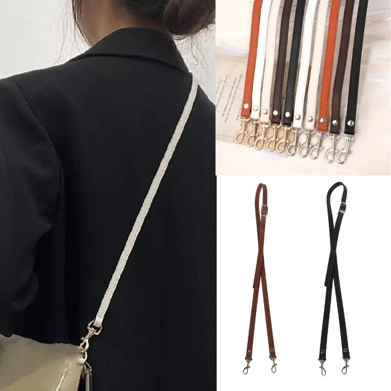 

120cm Long Bag Strap Artificial PU Leather Handbags Handles Silver Golden Buckle Shoulder Bag Strap Replacement Bags Belt