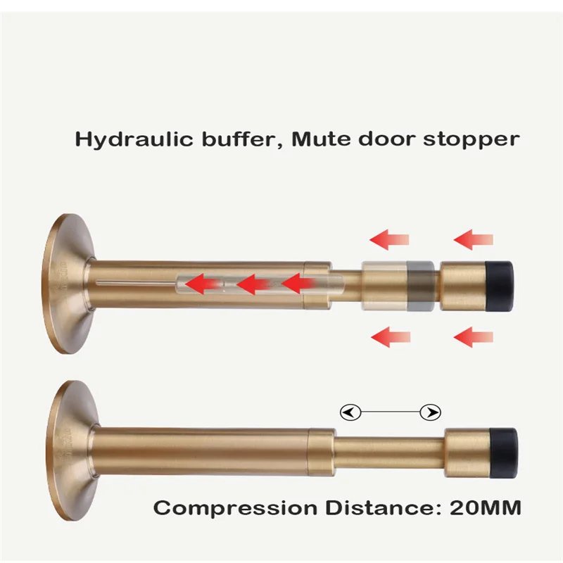 

Punch-free Door Stopper Hydraulic Buffer Floor Door Stops Wall Protector Pure Copper Aluminum Alloy Mute Anti-collision Doorstop