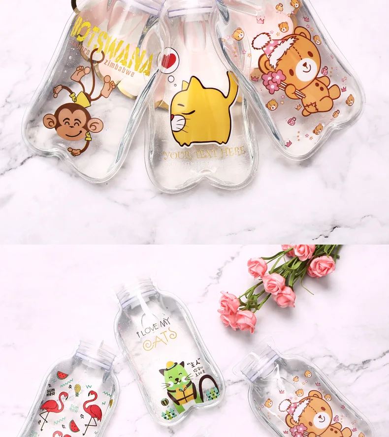 Bottle Mini Cartoon Hot Water Transparent PVC Hot Water Bottle Small 12 undefined