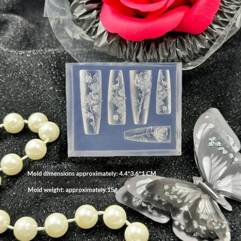 새로운 꽃 네일 아트 몰드 실리콘 릴리프 빈티지 3D 네일 장식 네일 살롱 네일 씰 액세서리 매니큐어 도구 DIY