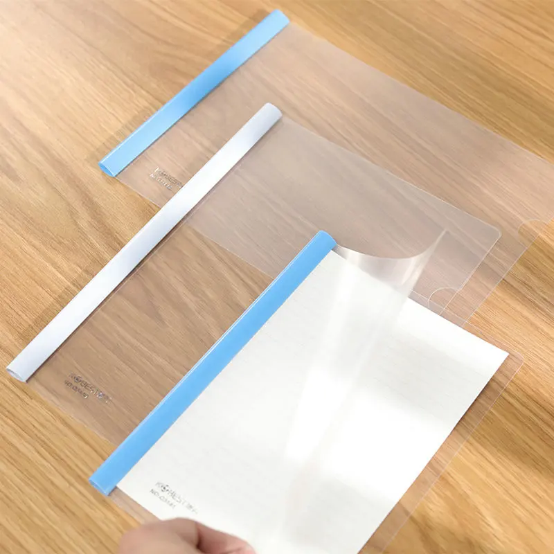10pcs Draw Rod Folder A5 Clear Plastic Paper Folder B5 Document Organizer Pull Rod Report Cover For Office
