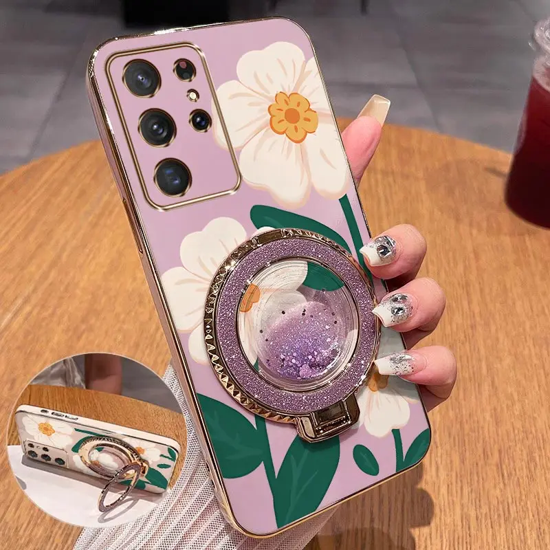White Floral Plating Phone Case Cover