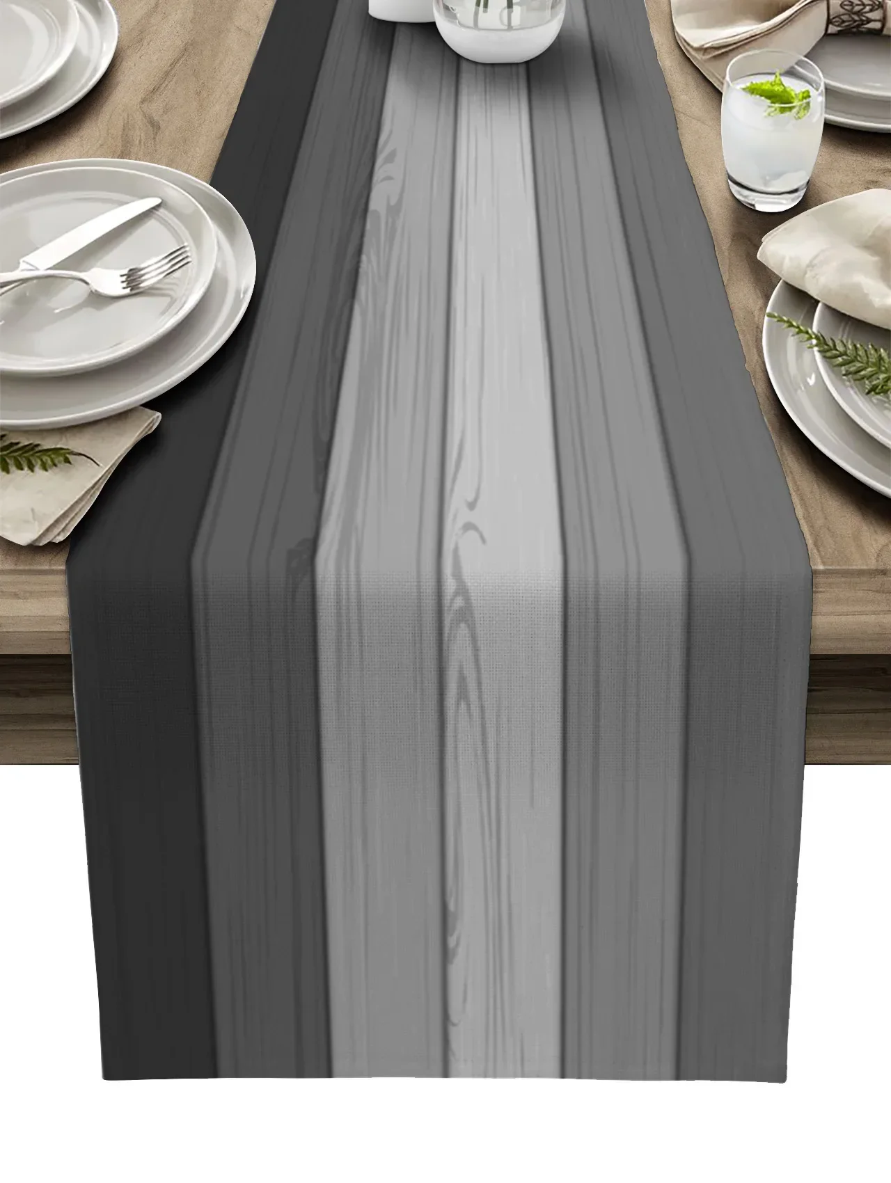 

Ретро черно-белая серая градиентная настольная дорожка из древесины, украшение для дома, украшение для обеденного стола, декор для стола