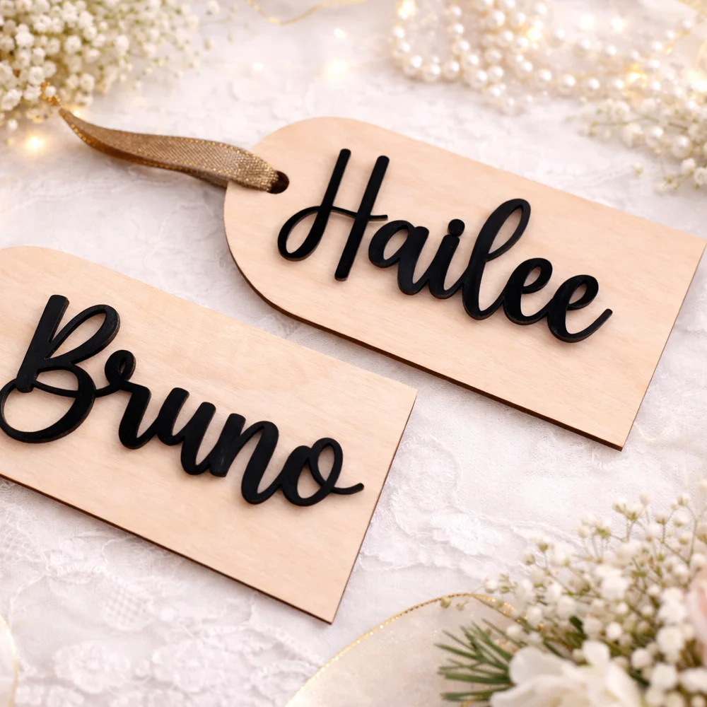 개인 맞춤형 선물 태그 맞춤 이름 태그 ? 결혼식, 크리스마스, 파티, 휴일 선물 상자 및 장 나무 및 아크릴 태그