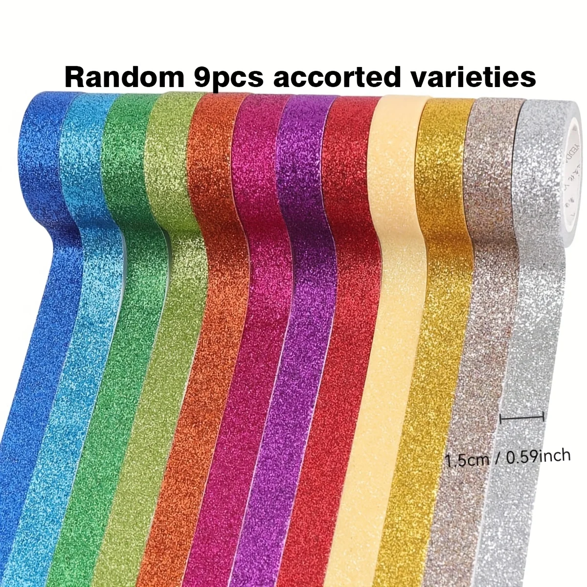 Set Di 12 Rotoli Nastro Washi Glitterato – 15 Mm X 2 Metri – Colori Macaron – Per Scrapbooking, Diario, Regali, Decorazioni Fai Da Te