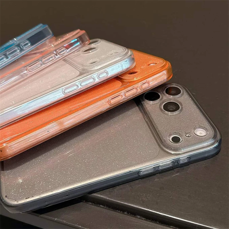 Luxury Bling Glitter Shockproof Transparent Phone Case with Large Window Design