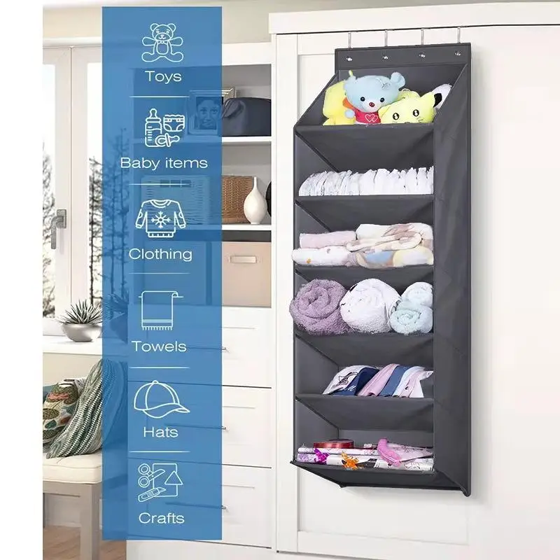 Multi-pockets Wall Storage Bag Large Over Door Hanging Shoe Organiser Behind Doors With 4 Metal Hooks Shoes Rack Storage Bags