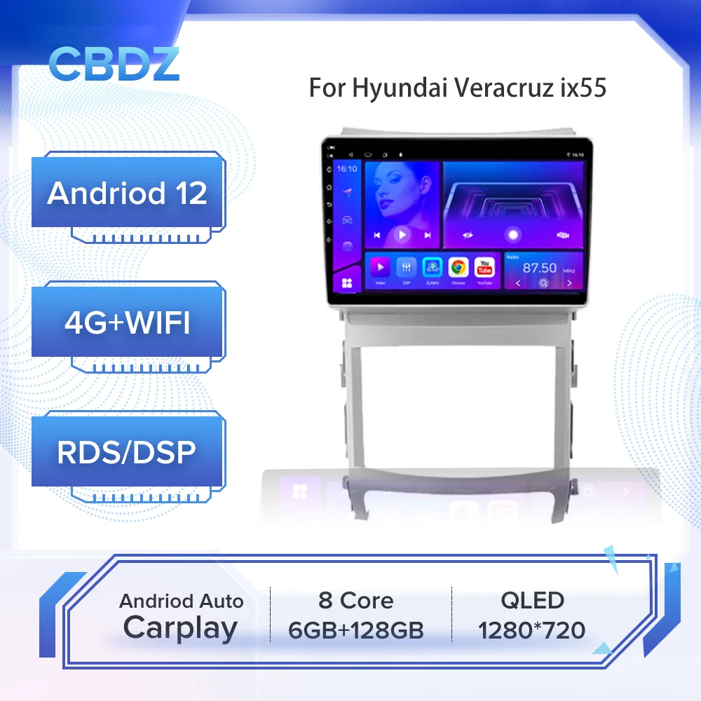 

Автомагнитола для Hyundai Veracruz ix55 2006-2015 Android Auto 4G WIFI Carplay GPS-навигация без DVD-плеера