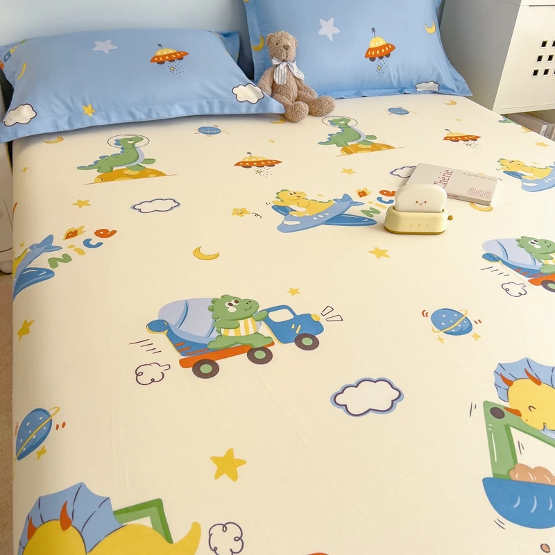 Skin-friendly Bed Cover 100% Cotton Bed Linen Elastic Fitted Sheet Boys Room Bedsheet постельное белье (Pillowcase Need Order) 3