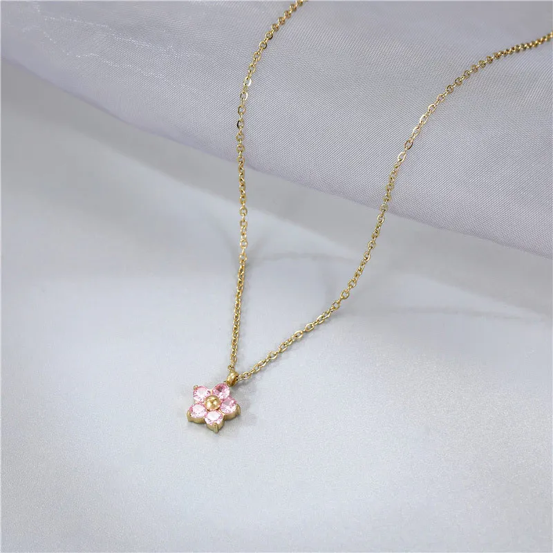Set Di 5 Collane Donna Oro/Argento Con Ciondoli In Zirconia, Ipoallergeniche, Regalo Con Scatola